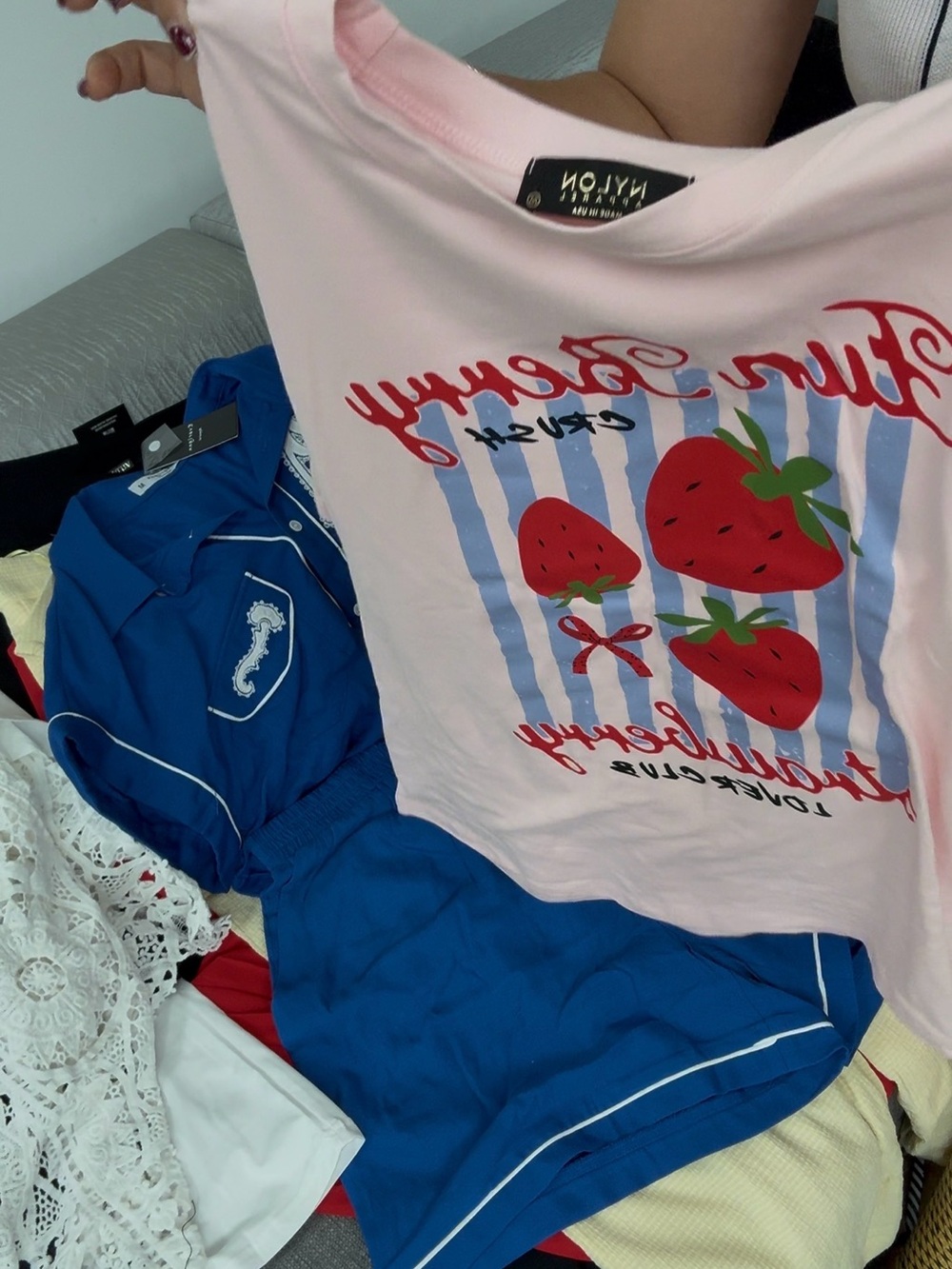 Nylon Club Pink Strawberry Graphic Women's Top
